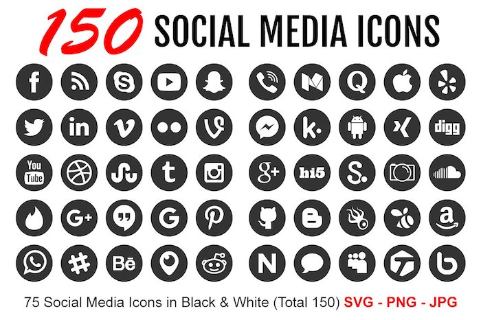 Get Social Media Logos Black And White Png PNG