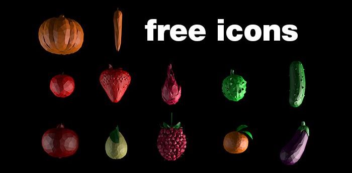 fresh-fruits-vegetables-low-poly-icons