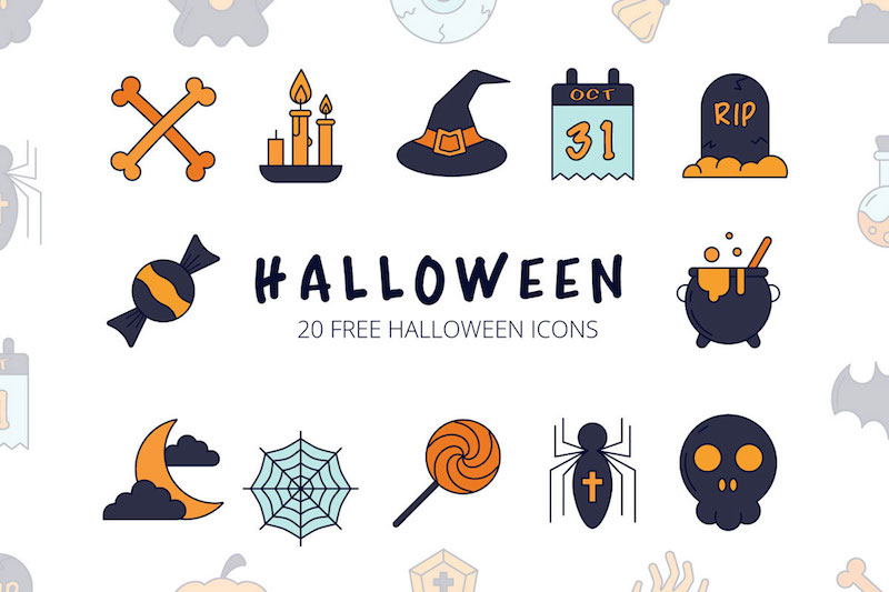 20 free halloween vector icon set