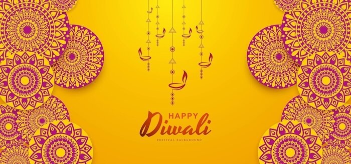 beautiful diwali background with rangoli design