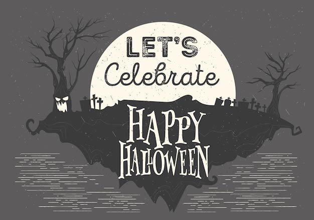 Flat Styled Halloween Night Illustration Vector