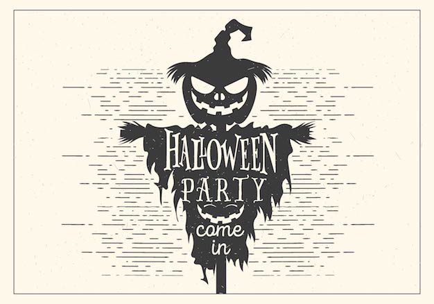 Retro Halloween Party vector with skull illustration