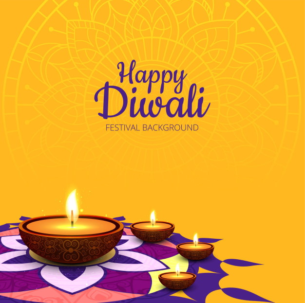 happy diwali background yellow