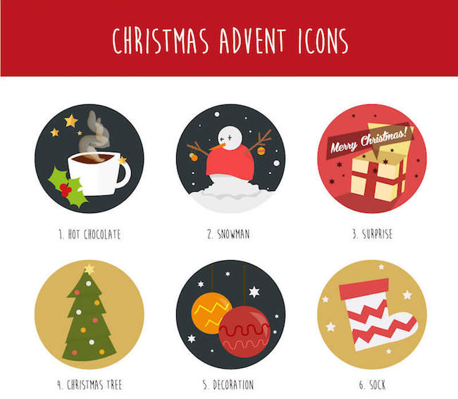 christmas advent icon set