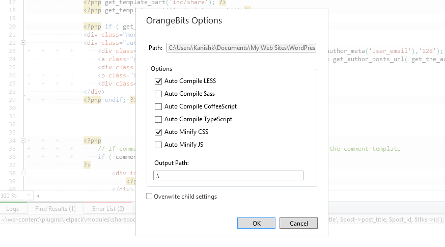 compile less files webmatrix orangebits