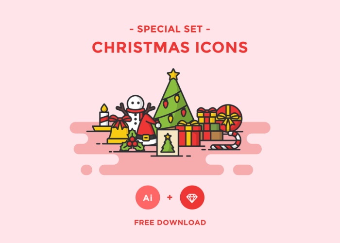 free christmas ai sketch icons