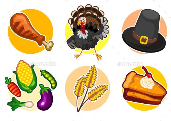 happy-thanksgiving-sticker-icon-set