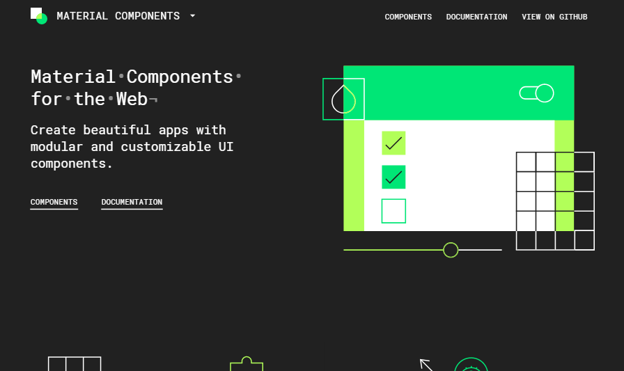 Material components. Material Design CSS.