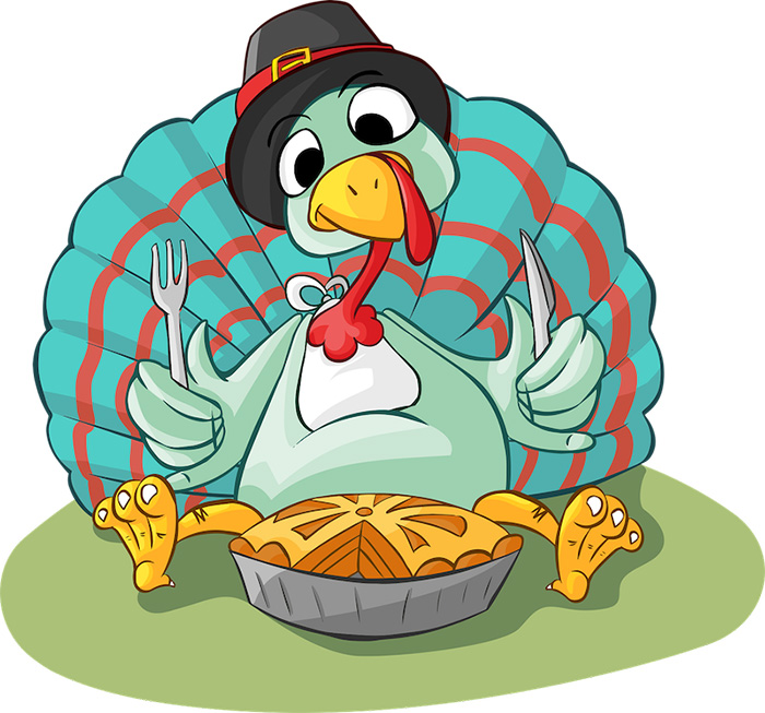 Free illustration of Thanksgiving Turkey eating pie