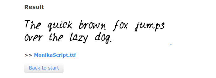 Font created from handwriting