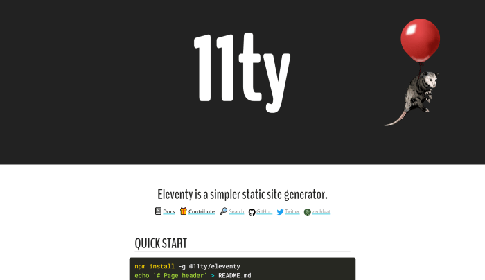 11ty JavaScript static site generator