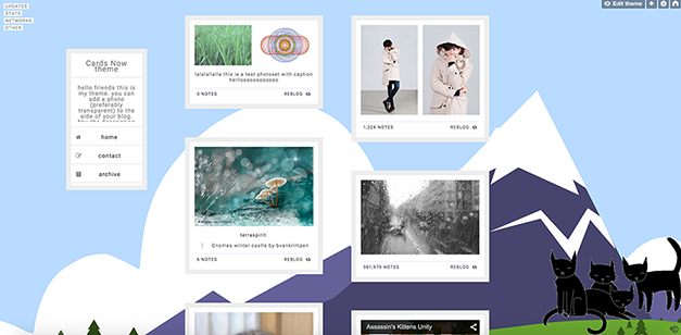 cards material design tumblr theme