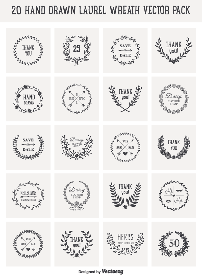 Download Free Download 20 Hand Drawn Laurel Wreath Vectors Super Dev Resources PSD Mockup Templates