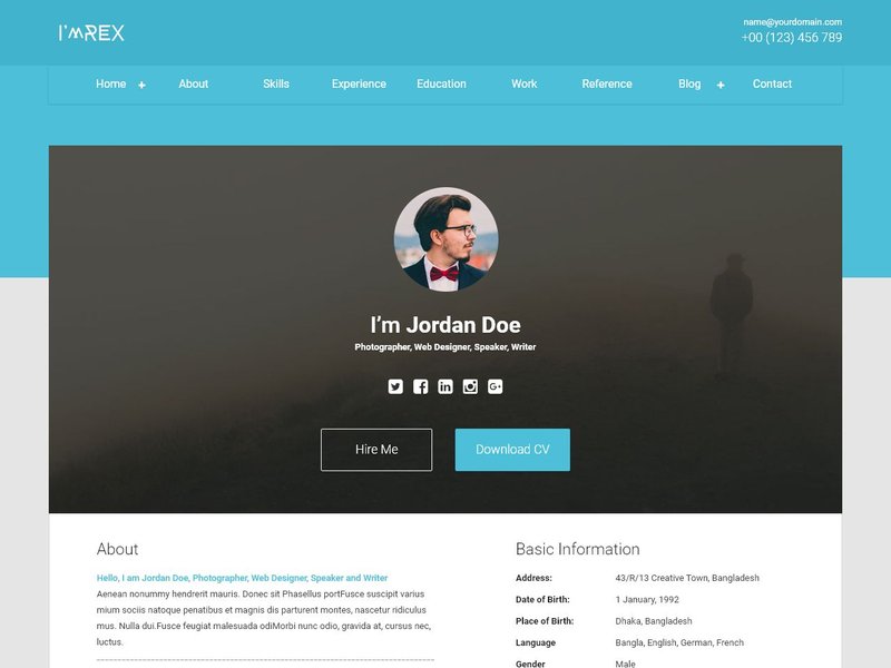 Resume: A Free CV Template Best Free HTML/CSS Templates, 52% OFF