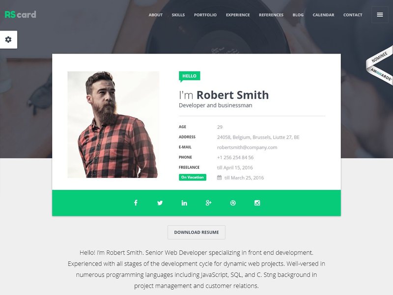 Material CV Resume vCard