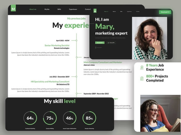 30+ Professional HTML & CSS Resume Templates for Free Download (and ...