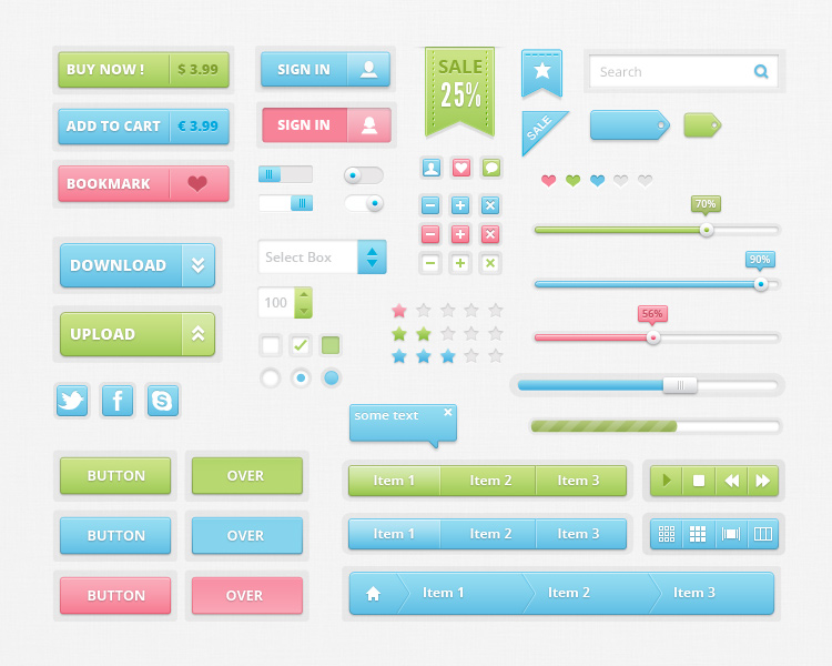 colorful ui kit psd preview