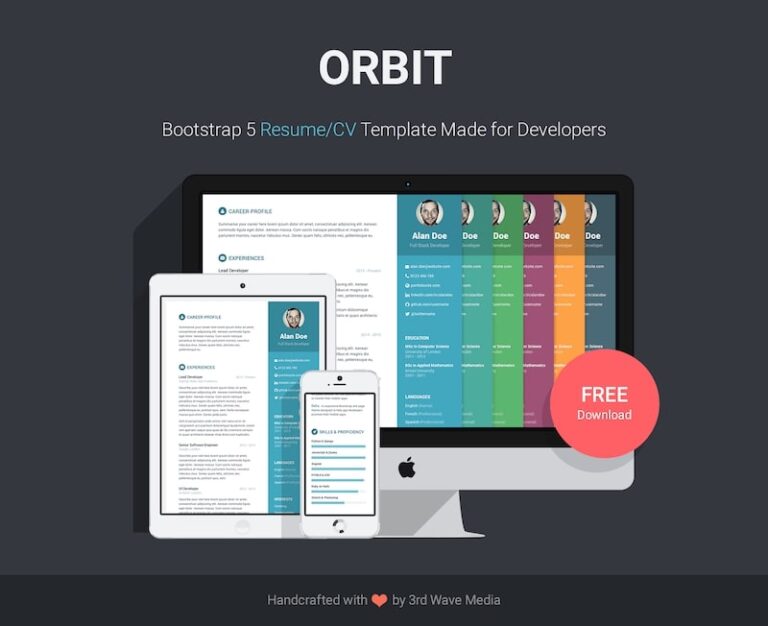 30+ Professional HTML & CSS Resume Templates for Free Download (and ...