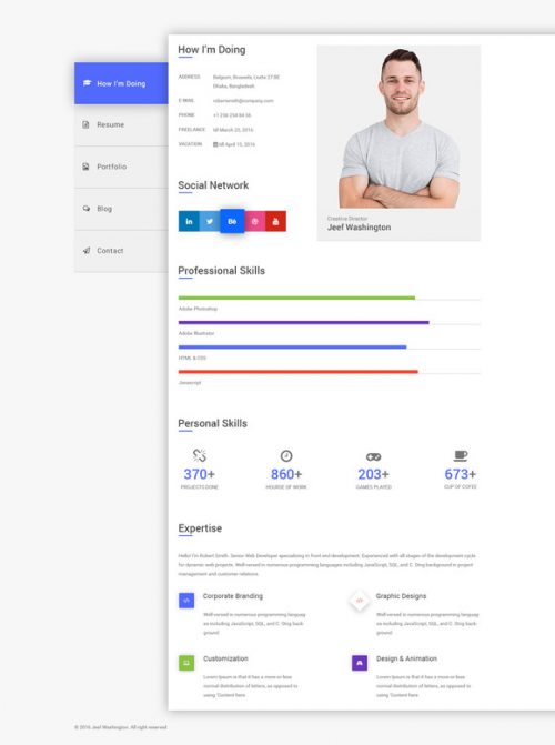 12 Material Design Resume Templates (PSD, HTML, Word and AI) - Super ...