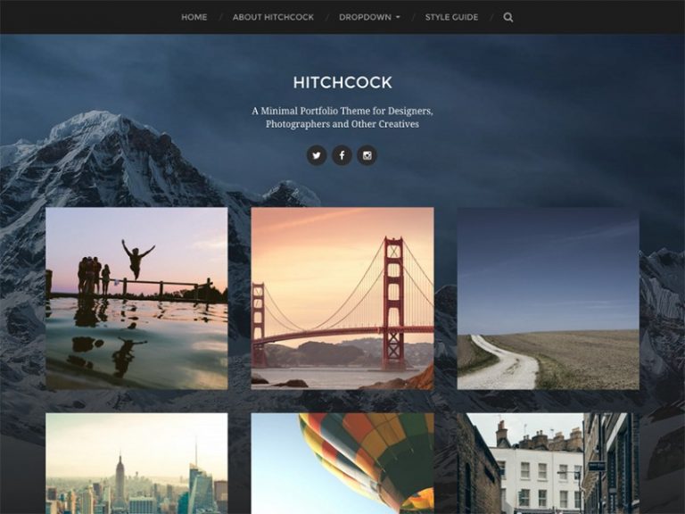 hitchcock minimal photography wordpress theme