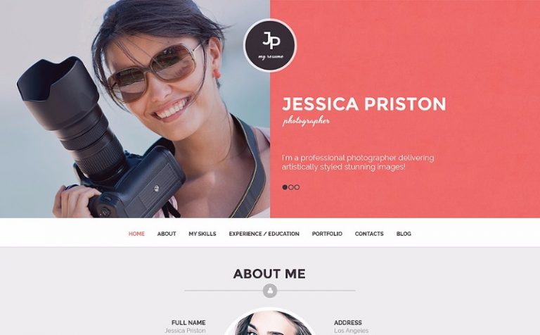 photographer cv wordpress theme