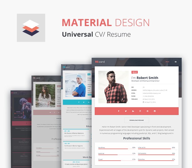 rscard material design portfolio theme