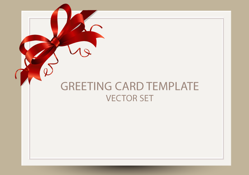 Freebie: Greeting Card Templates with Red Bow – AI, EPS, PSD & PNG