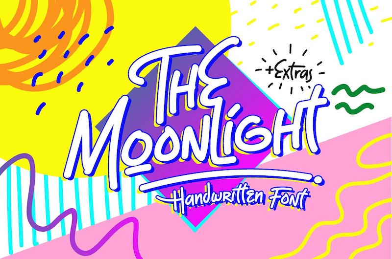 the moonlight handwritten 1990s font