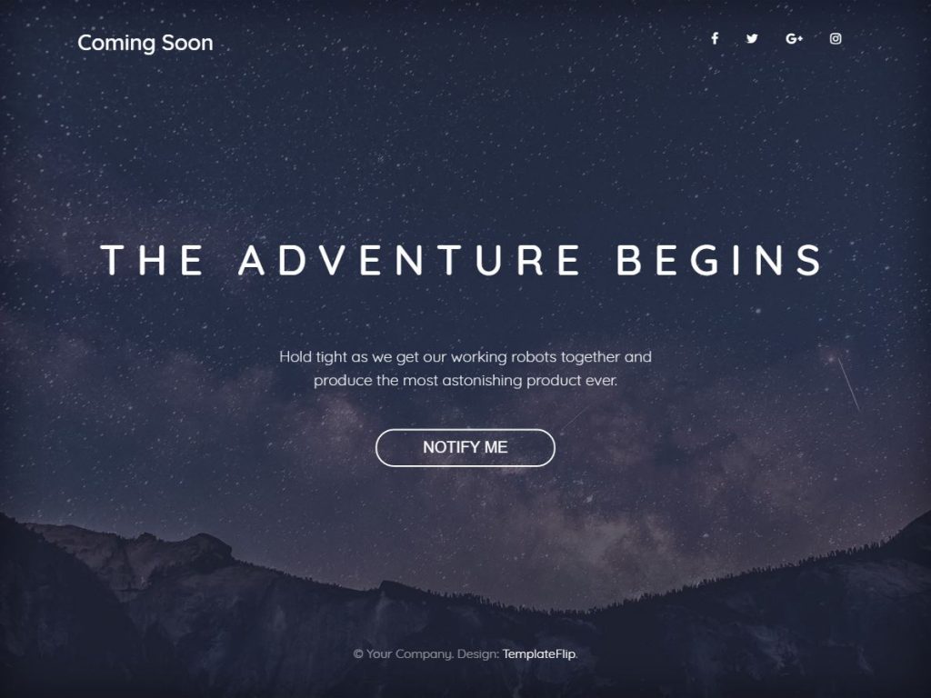 Tận dụng ngay Free coming soon template với Full page background của Bootstrap để tạo nên một trang web \