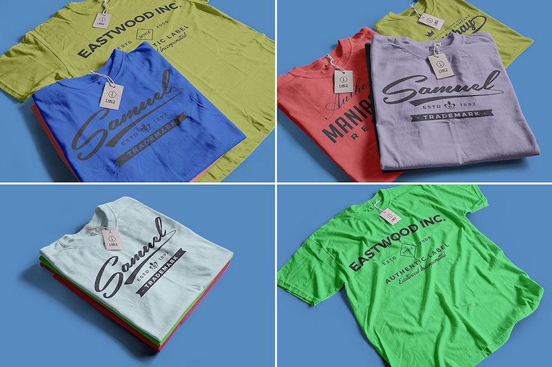 Fully editable colored shirt mockups