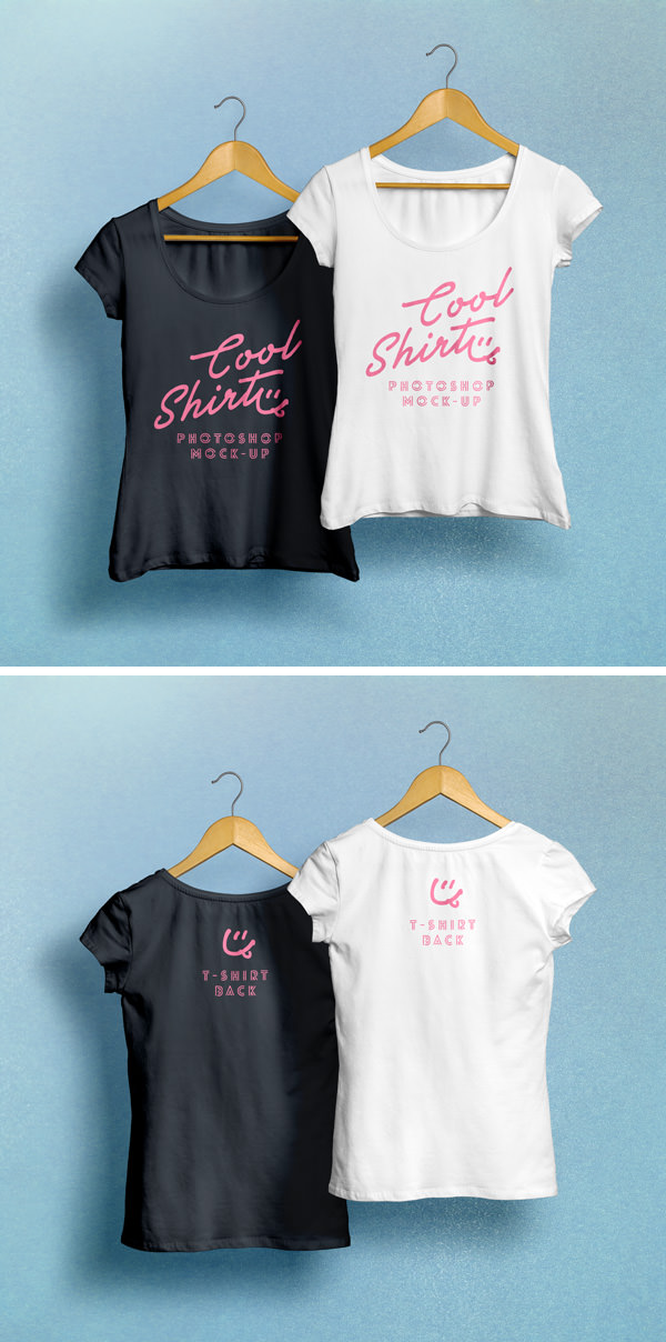 Women's tshirt on hanger mockup