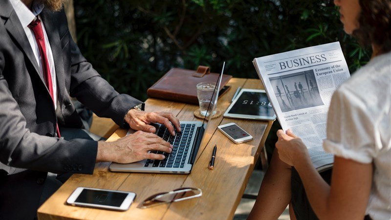 Business Discuss with Laptop