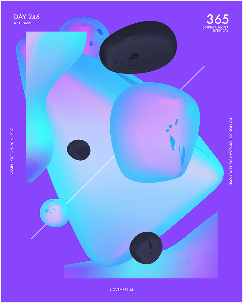 Baugasm Poster with bright gradients and shapes