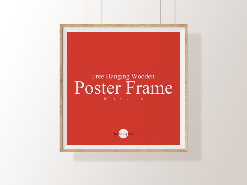 free hanging square poster frame mockup