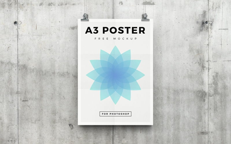 hanging a3 poster psd mockup free