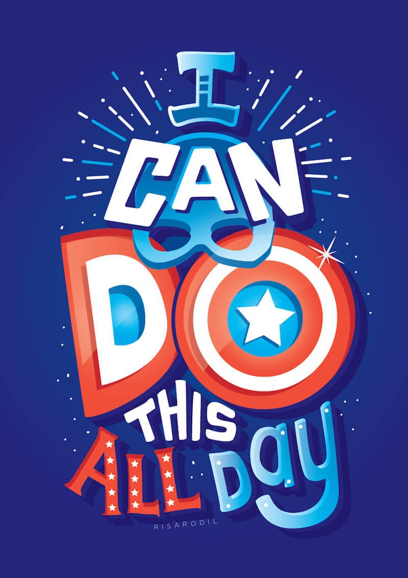 Captain America Hand Lettering Illustration by Risa Rodil 