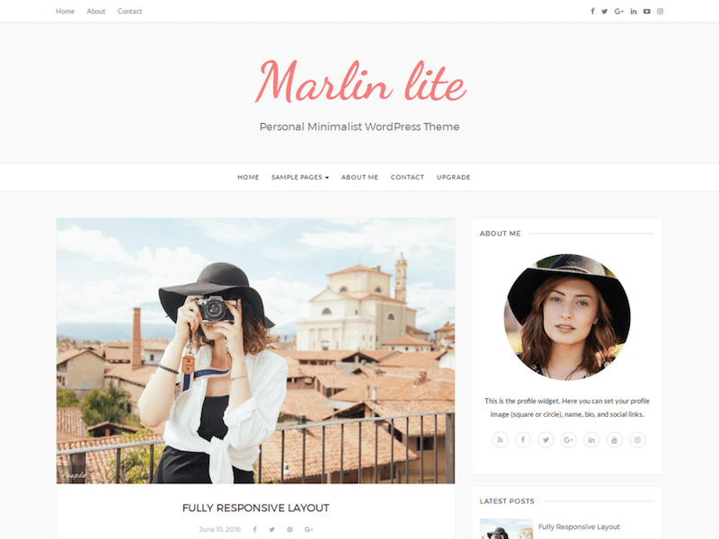 Marlin - Free Minimalist Personal WordPress Theme