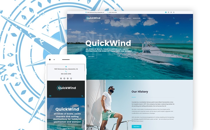 Yachting & Voyage Charter WordPress Theme 