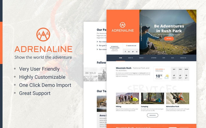 Adrenaline - WordPress theme for adrenaline sports businesses WordPress Theme