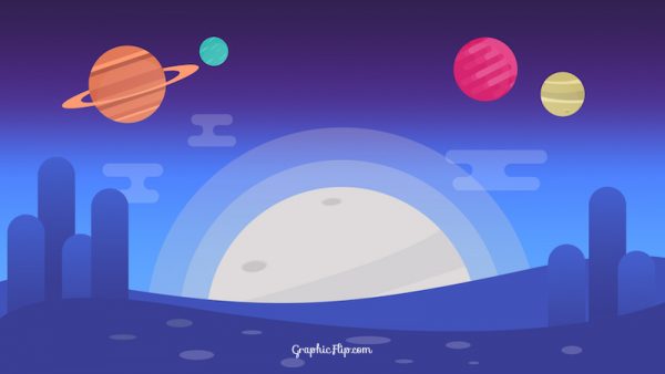 Free Space Background with Colorful Planets in Flat Design - Super Dev ...