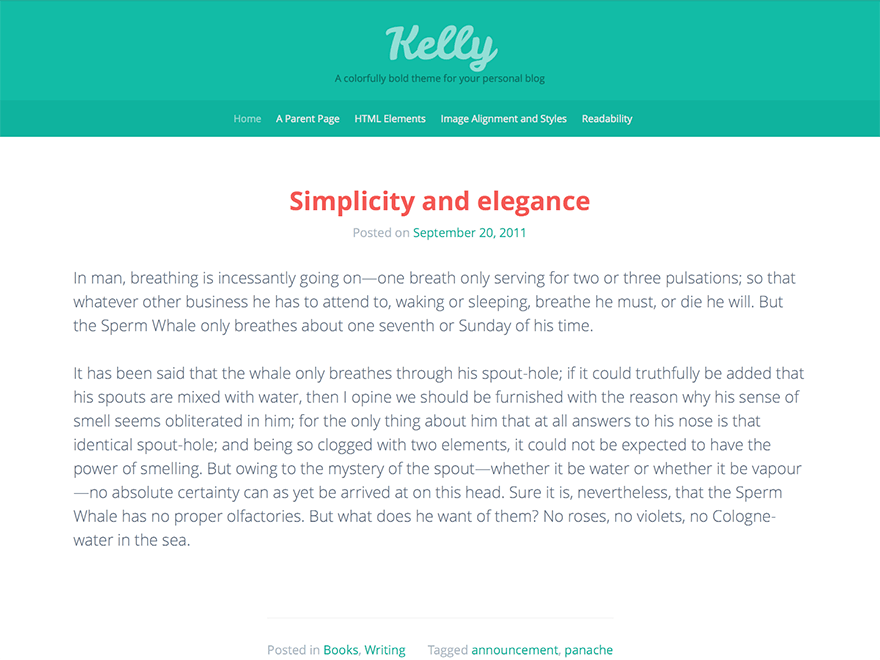 Kelly - A Colorful Personal Blog theme by Automattic