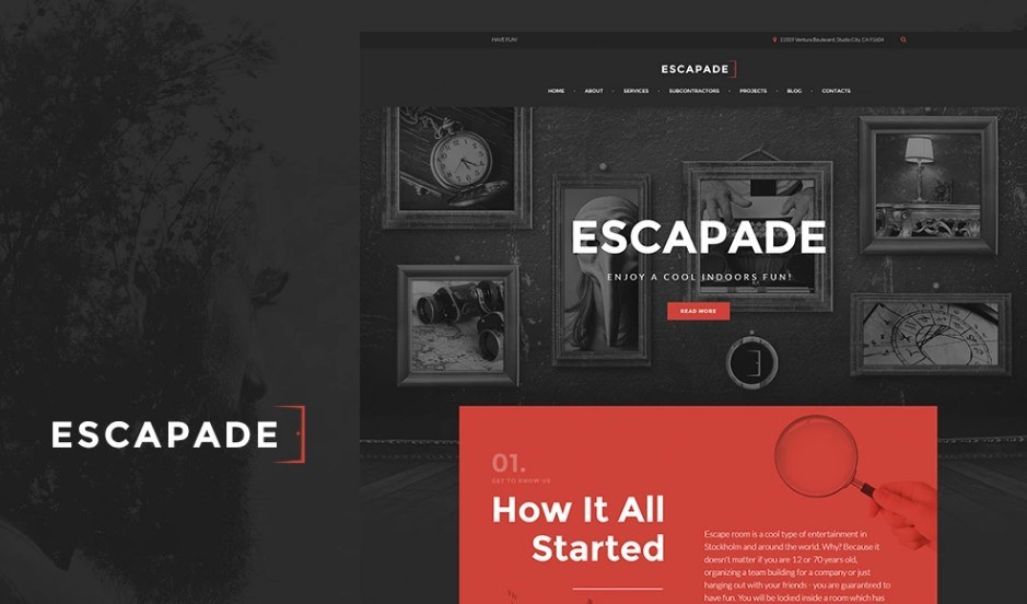 Escapade - Escape Room Responsive WordPress Theme