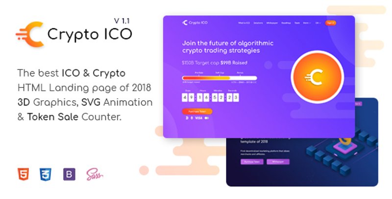 Crypto ICO HTML Landing Page template