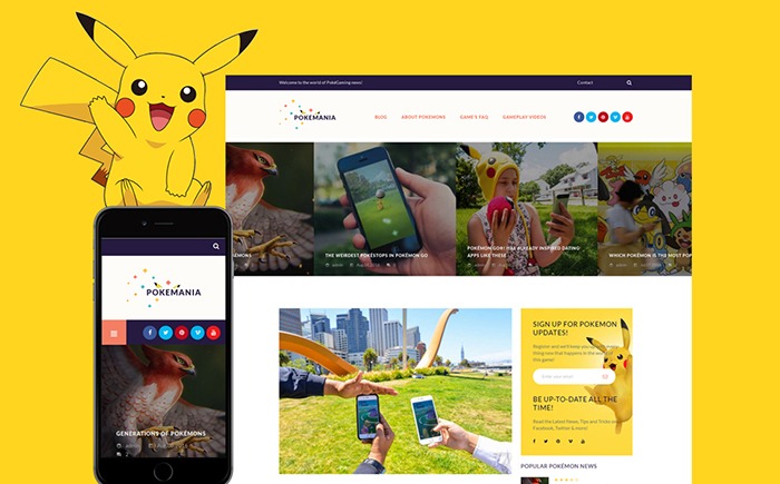 Pokemania - Game Portal Pokemon WordPress Theme