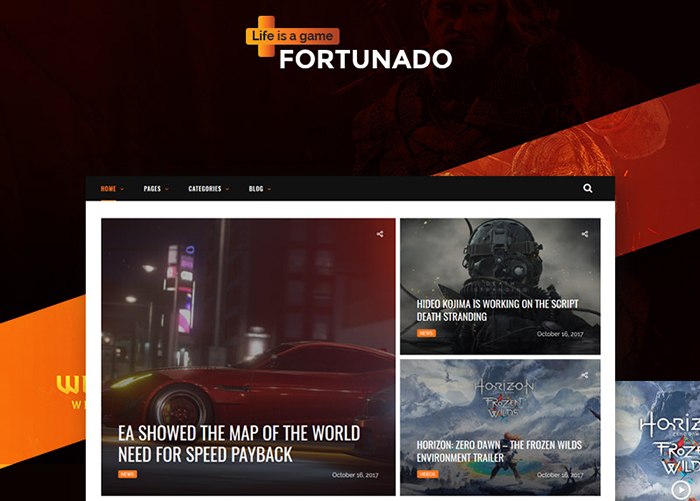 Fortunado - Gamer Responsive WordPress Theme