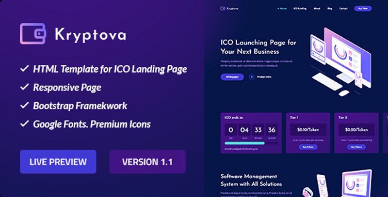 ICO Kryptova Cryptocurrency Website Templates