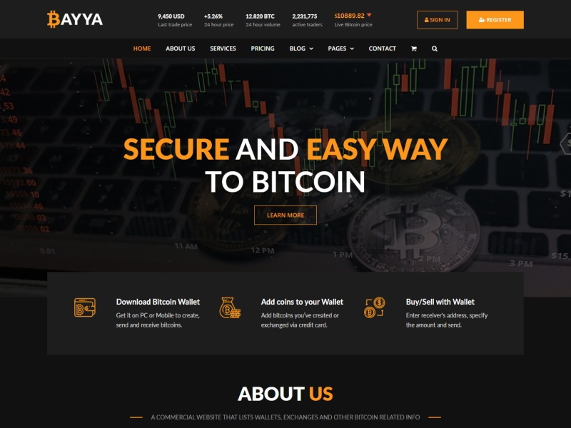 bayya bitcoin cryptocurrency website template