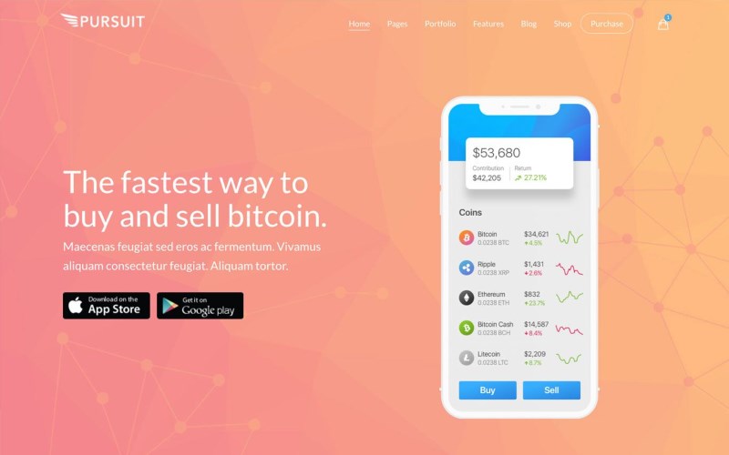 pursuit crypto exchange theme