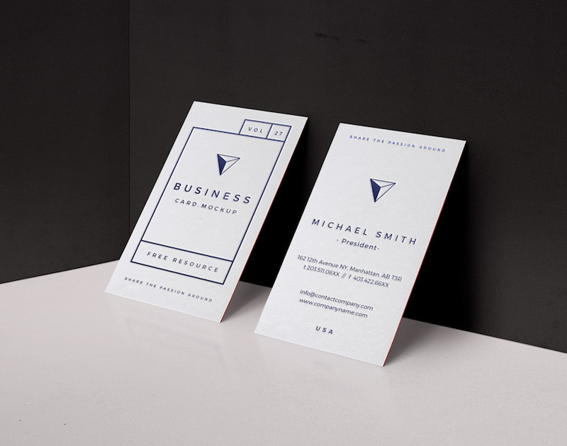 Vertical Business Card Mockup