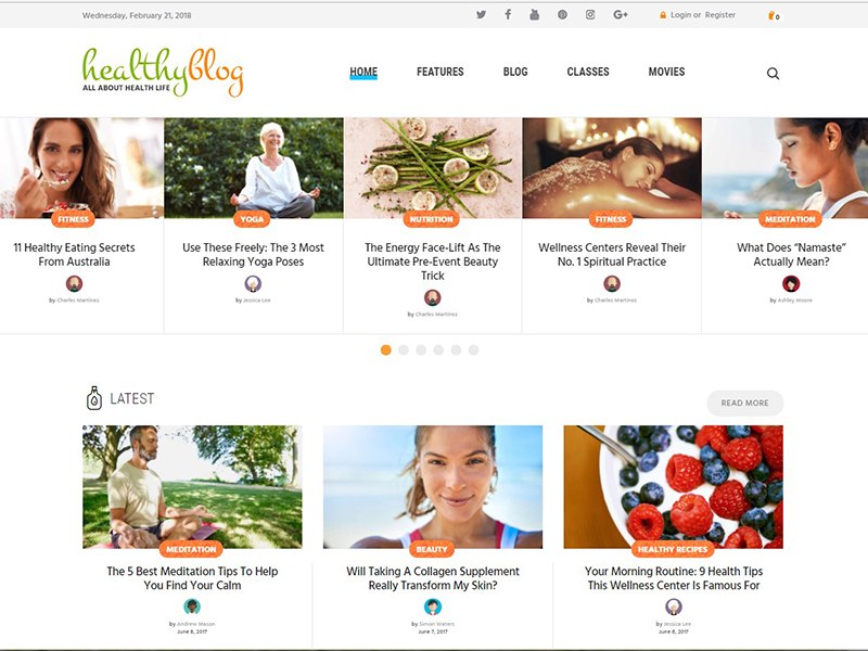 Healthy Living Blog with Online Store